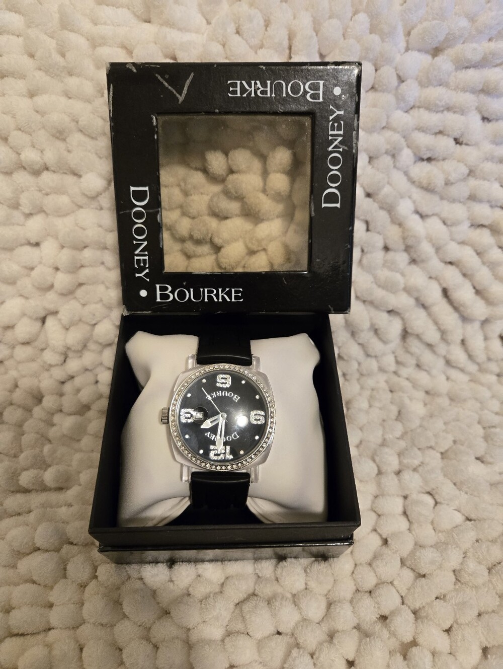 Vintage Dooney & Bourke Black Dial Watch with Crystal Bezel
